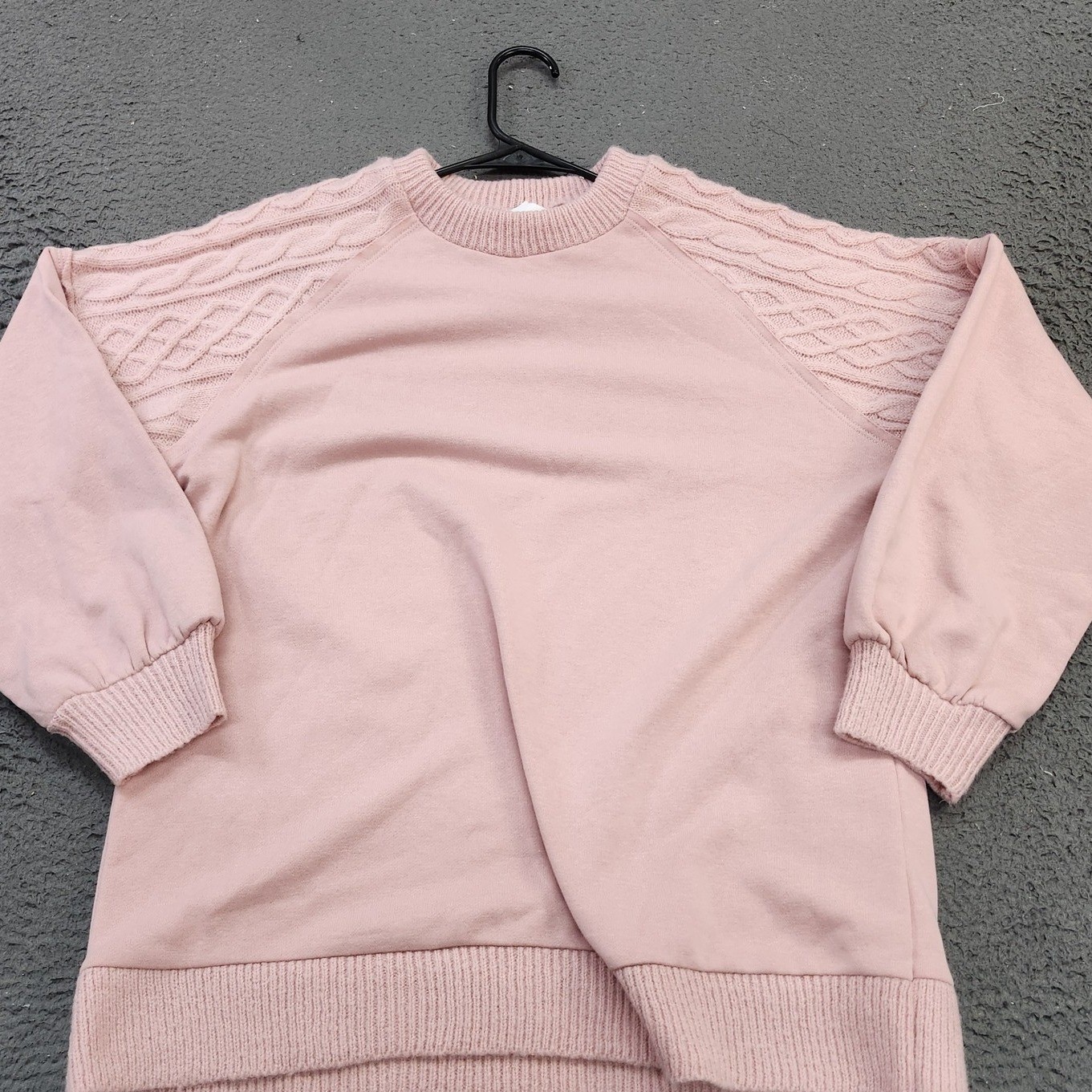 Time And Tru Sweater Womens XL Pink Cable Knit Raglan 3/4 Sleeve Pullover