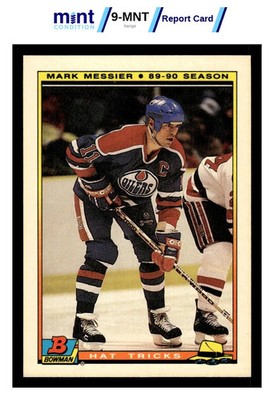 1990 BOWMAN MARK MESSIER 4 MINT HAT TRICKS TIFFANY HOCKEY EDMONTON OILERS