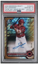 2022 Bowman Chrome Draft Sal Stewart Gold Wave Refractor Auto PSA Gem