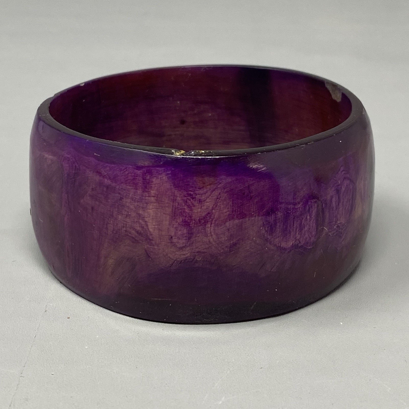 Chunky Vintage Purple Marble Bangle Bracelet Retro Wide Resin/Acrylic? Shiny 8