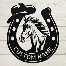 Custom Western Cowboy Horseshoe Metal Sign Home Ranch Stable Decor Gift Ideas