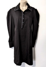 Aniche Women's The Serena Dress Sz M Black Polyester Blend Long Puff Sleeves EUC