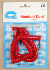 PhoneWorks 4684XX 12 ft Telephone Handset COIL Cord Phone Cable RJ-22 Red