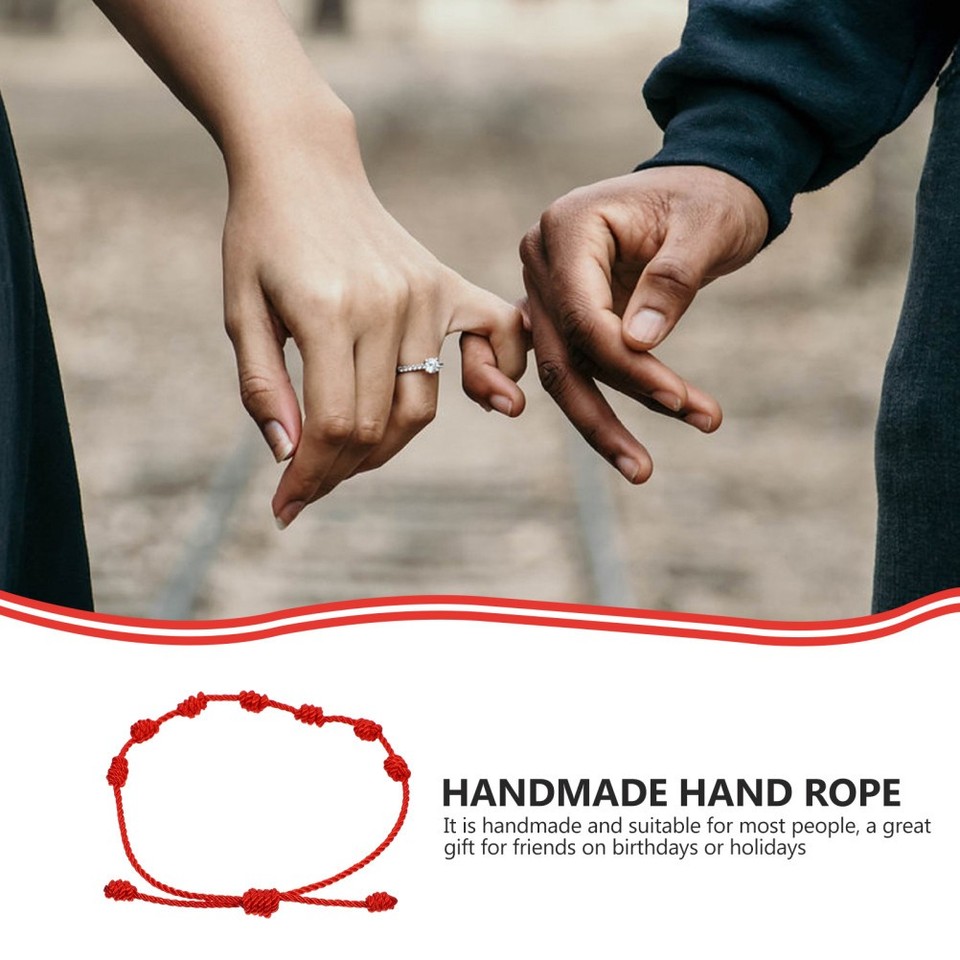 6pcs Red Knot String Wrist Chain Adjustable Red Rope Bracelet Wrist ...