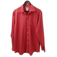 L.L. Bean Red Striped Pocket Cotton Classic Men’s Button Down Shirt Size Large