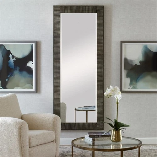 Uttermost Figaro Farmhouse MDF and Pine Wood Oversized Mirror in Gray - Picture 8 of 9