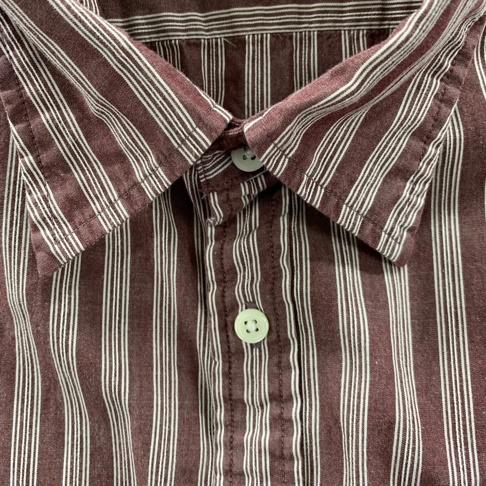 Camisa SONOMA Para Hombre XL Rayas Abotonada Manga Larga Extra Grande Borgoña Blanca Foto 4 de 4