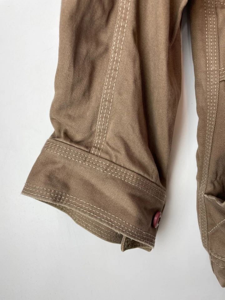 Chaqueta Larga Exterior Algodón FCUK De Colección Para Hombre L Marrón Botón y Cremallera Con Capucha Foto 4 de 4