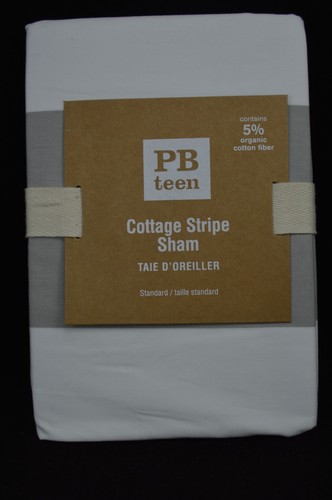 Pottery Barn PB Teen Cottage Stripe Sham Standard Grey & White #61