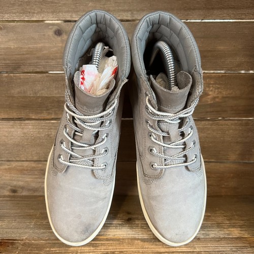 Mujer Timberland Dausette Gris Cuero Alto Zapatos Tenis Talla 7.5 M Usado en Excelente Condición - Imagen 3 de 6