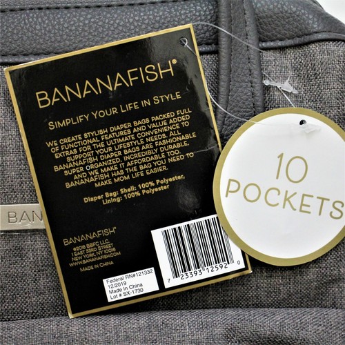 Diaper Bag Bananafish 10 Pocket Mini Backpack Gray Multi-Function - Picture 4 of 5