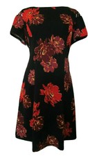 AGB BLACK FLORAL KNIT SHORT SLEEVE DRESS RED POPPY SIZE 16 NEW NWT ABOVE KNEE