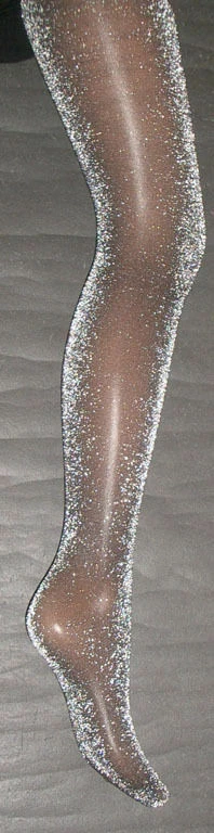 Silver Glitter Black Ladies Tights. 10-14 NEW Sparkly Pantyhose Party Glam