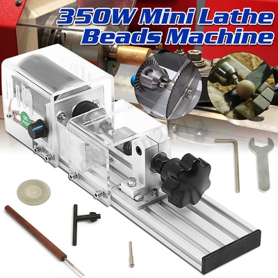 350W DIY Mini Wood Lathe Bead Cutting Machine Bench Drill 