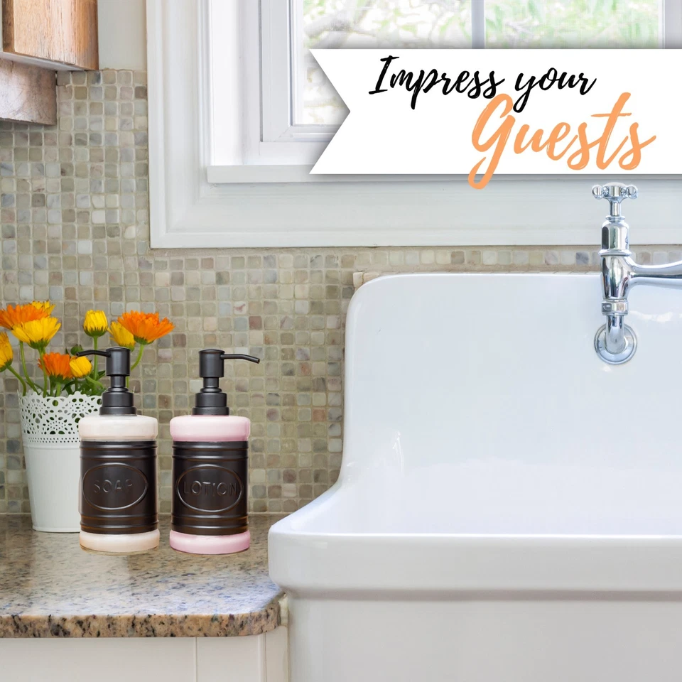 Juego dispensador de jabón y loción de granja negro y vidrio Autumn Alley Foto 4 de 4