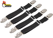4Pcs Adjustable Bed Sheet Fasteners Suspenders, Elastic Sheet Band Straps Clips,