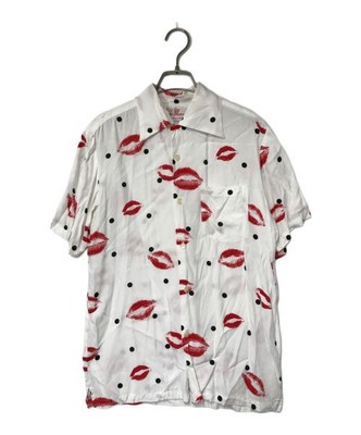 Aloha Blossom Rayon Open Collar Shirt Kiss White Size 38 (M) Made 