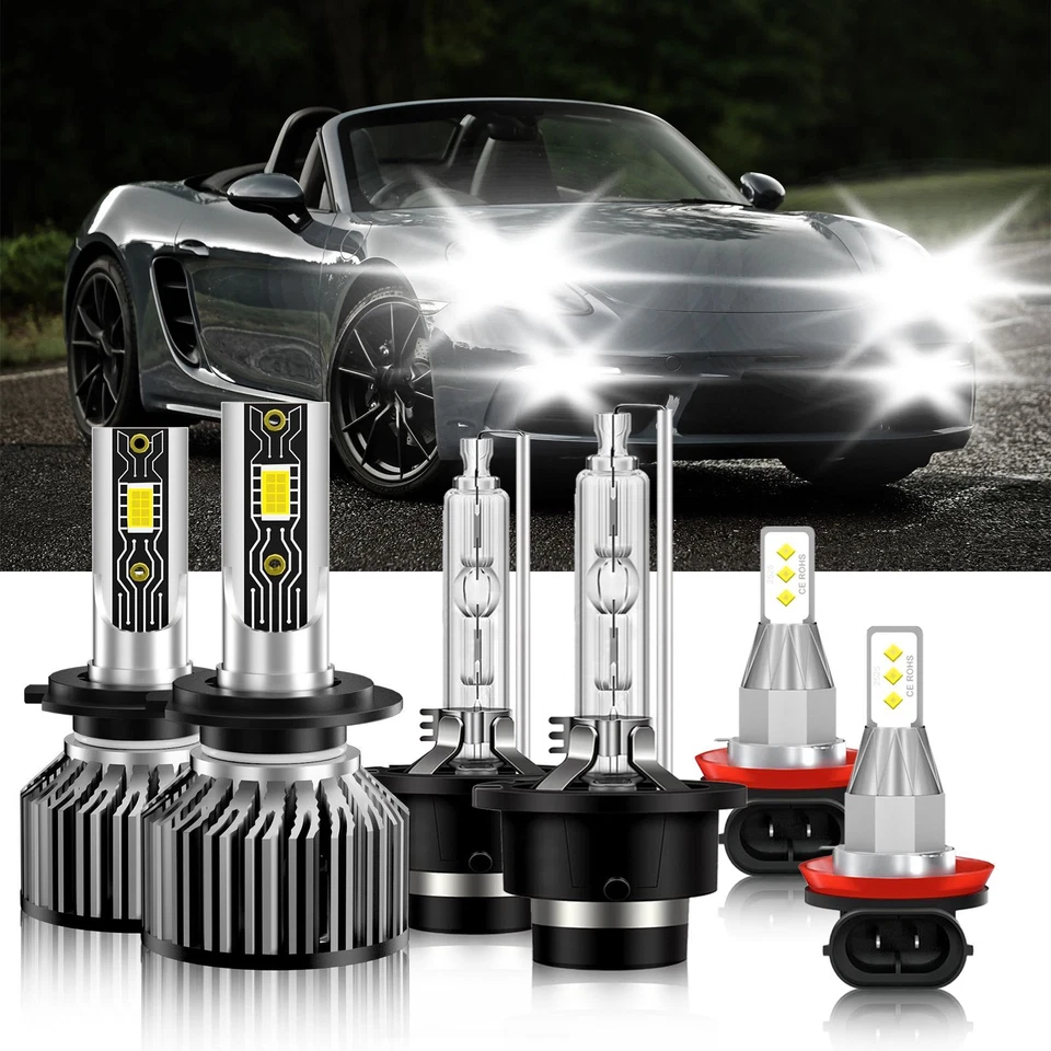 Combo de 6 faros LED HID altos bajos + bombilla antiniebla para Porsche Boxster 2009-2012 Foto 2 de 4