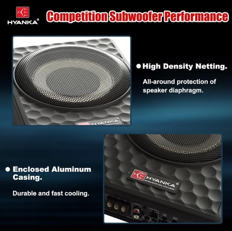 H YANKA SODA-08ASW 400W 8 Inch Compact Underseat Car Subwoofer with Built-in ... - Image 3 of 4