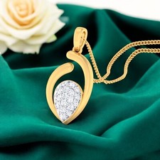 Pave 0.50 Carats F/VS1 Round Brilliant Natural Diamonds Necklace 14K Yellow Gold