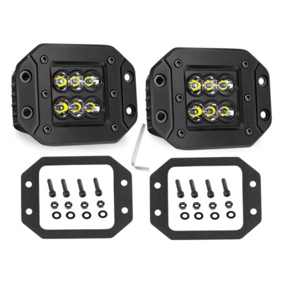 2X 5'' Flush Mount Cree LEDs Light Pods Spot Work Driving Fog Lamp Bumper Offroad
