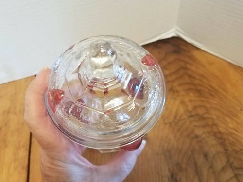 Baltimore Pear Sugar Bowl Candy Dish & Lid Jeannette Glass Red Pears - Picture 6 of 6