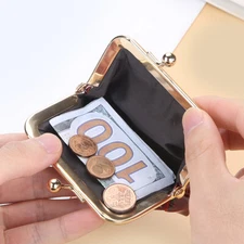 Kiss Lock Coin Purse for Women Small Leather Change Purse Vintage Change Purse