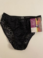 Vntg Illusion Black Sheer Nylon Bikini Panties M Floral 4149 NWT NOS