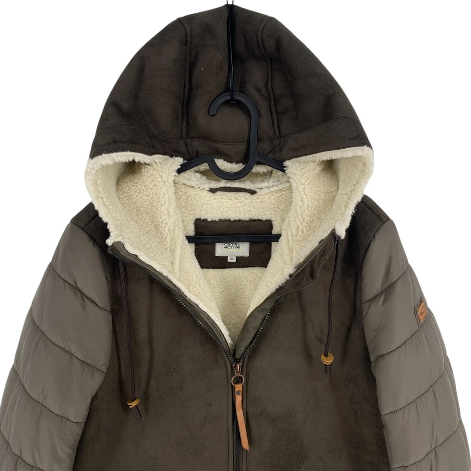 Abrigo Chaqueta CAMEL ACTIVE Mujer Marrón Imitación Piel de Oveja Capucha Talla EU 36 UK 8 US 6 Foto 2 de 4