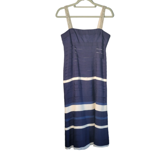 Lela Rose Formal Cocktail Party Dress Sz 8 Blue White Tiered Sparkle Made In USA