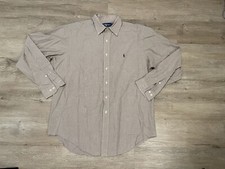 Ralph Lauren Shirt Mens 16 34-35 Brown Plaid Yarmouth Long Sleeve Button Down