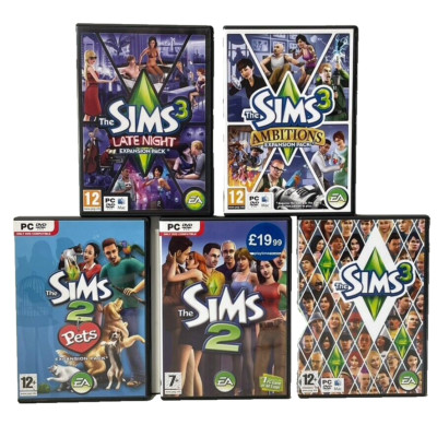 Die Sims PC DVD-ROM 5 Disc Konvolut Videospiele + Erweiterungspacks alle mit Anleitungen