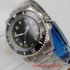 40mm bliger automatic men wristwatch black sterile dial calendar bracelet clasp