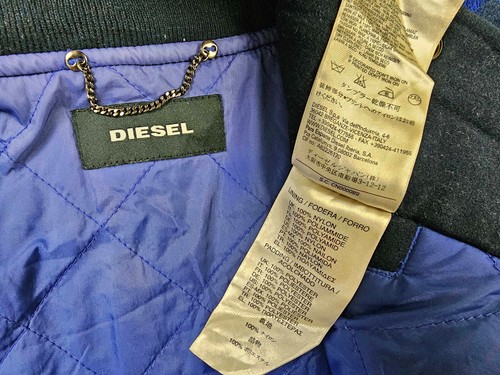 *HOT AUTHENTIC Men's DIESEL VARSITY SPORTS BOMBER LINED NAVY Blue WOOL Jacket XS - Picture 7 of 17