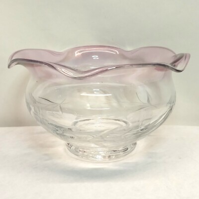 Scalloped Ruffled Rim Lenox Floral Spirit Etched Crystal Clear Amethyst Ruffle Rim Scalloped ...