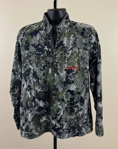 SITKA OPTIFADE Mens Sz Large Digital Camo 1/4 Zip Long Sleeve Lined Pullover EXC