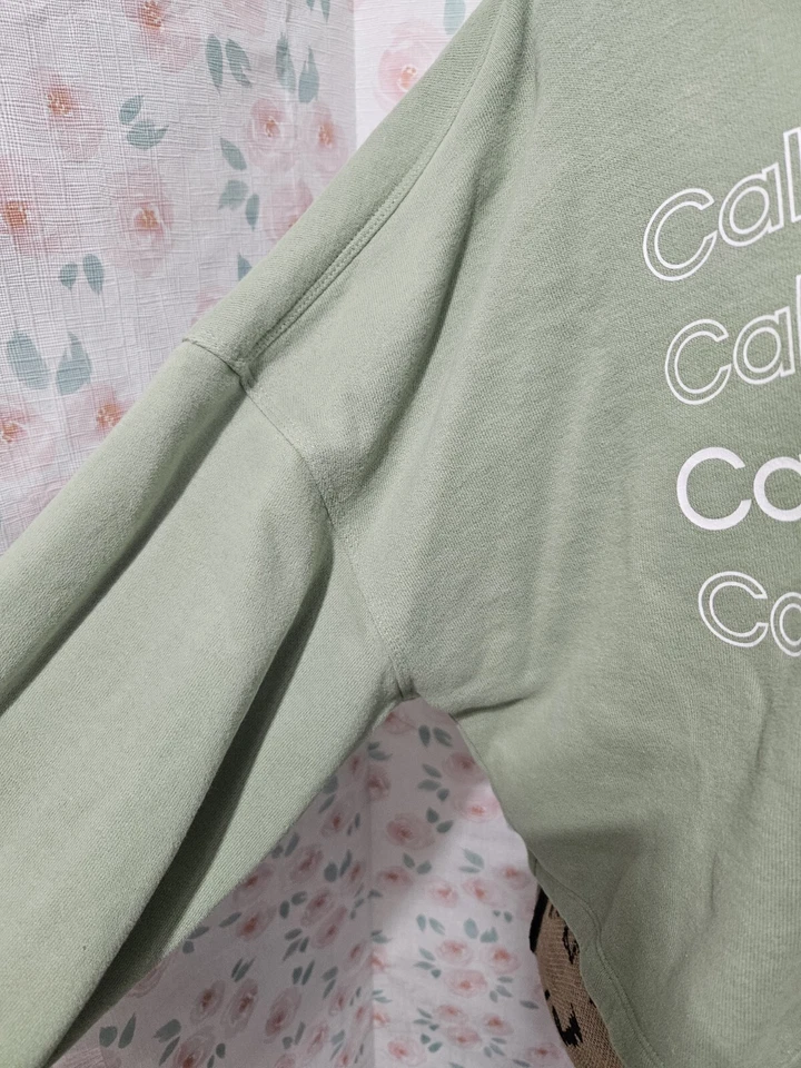 CALVIN KLEIN, WOMEN'S OLIVE GREEN COTTON BL LONG SLEEVED LOGO SWEATSHIRT SZ M - Image 3 of 4