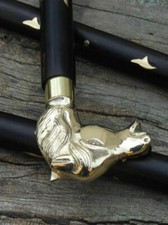 Vintage Walking Stick Brass Handle Wooden Designer Horse Head Victorian Cane