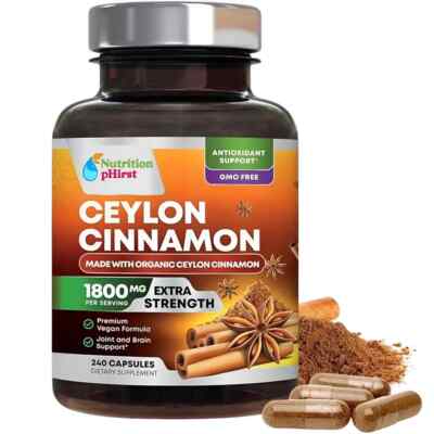 Organic Ceylon Cinnamon Supplement 1800mg Certified Organic Ceylon Cinnamon Pill