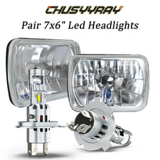 Pair 5x7" 7X6" Inch Square Headlights Clear Lens Fits Nissan Pickup Hardbody D21