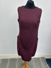 Arabella & Addison Dress Size 14 Wool Blend Burgundy Check Midi Work Office
