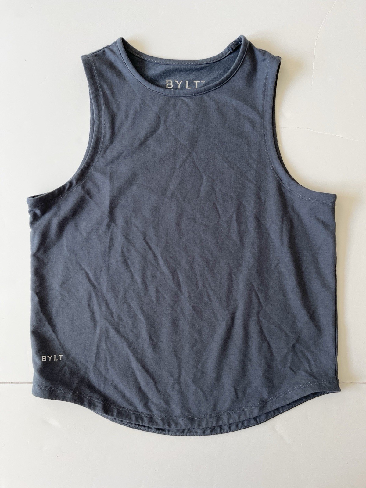 BYLT Premium Basics Signature Tank Top Women S Dusty Blue Stretch Athleisure