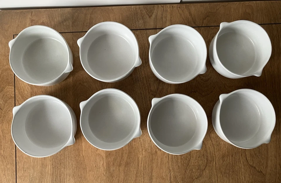 8 bowls Bennington Potters 1641 set matte white lot mid century modern Vermont - Image 3 of 4