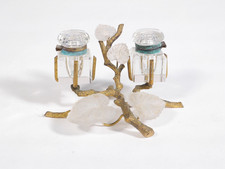 Soporte para perfume tocador vintage Hollywood Regency con dos botellas