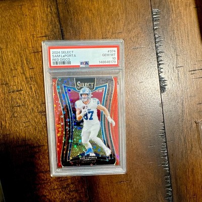 Panini 2024 Select Sam LaPorta Red Disco #374 /49 Detroit Lions PSA 10