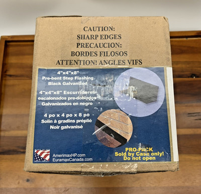 4 x4 x8  Black Galvanized Pre-Bent Step Flashing Box of 50 New