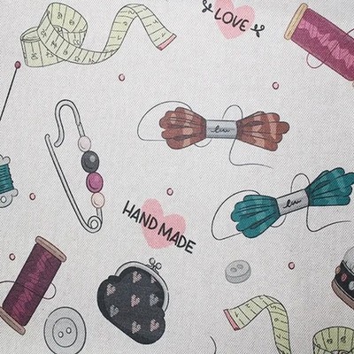 Recycelter Stoff in Leinenoptik - Liebe Nähen Druck Baumwolle Canvas Bastelstoff