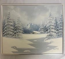 Barrister Hand-Painted Oil on Canvas Winter Scene Art Framed 20.5" x 16.5"