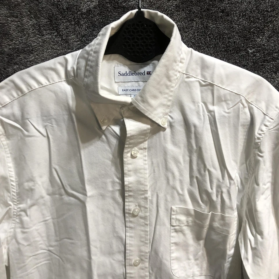 Saddlebred Oxford Shirt Mens 15.5 34/35 White Button Down Easy Care Long Sleeve - Image 3 of 4