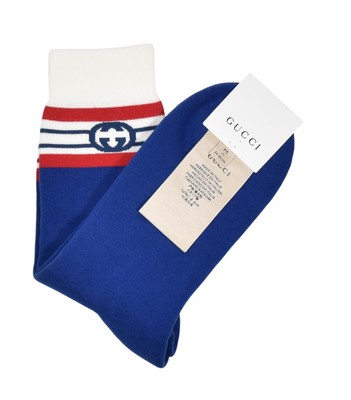 Authentic Men's Gucci Blue Cotton Interlocking G Logo Socks M